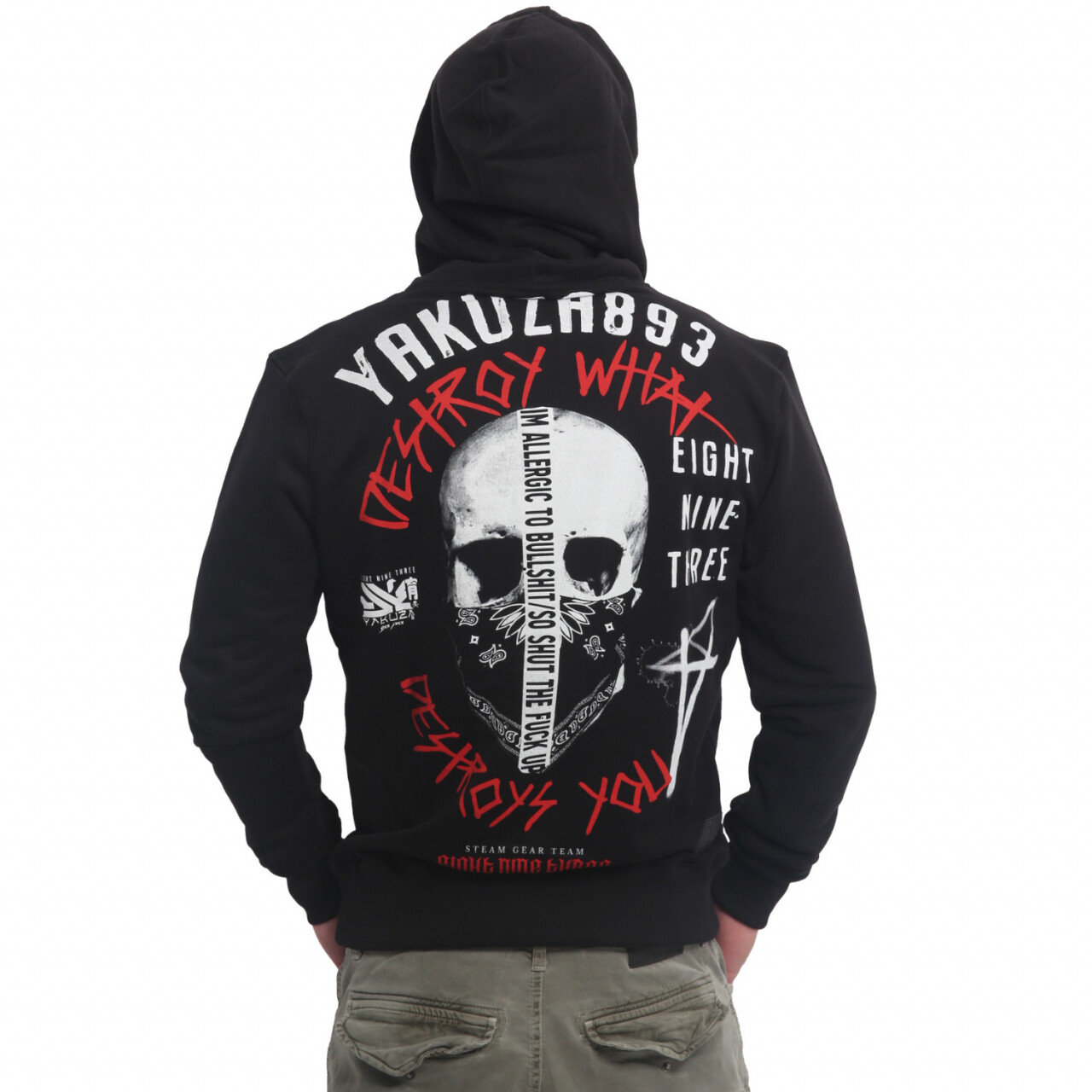 Mikina s kapucňou Yakuza DWDY - čierna-biela, S