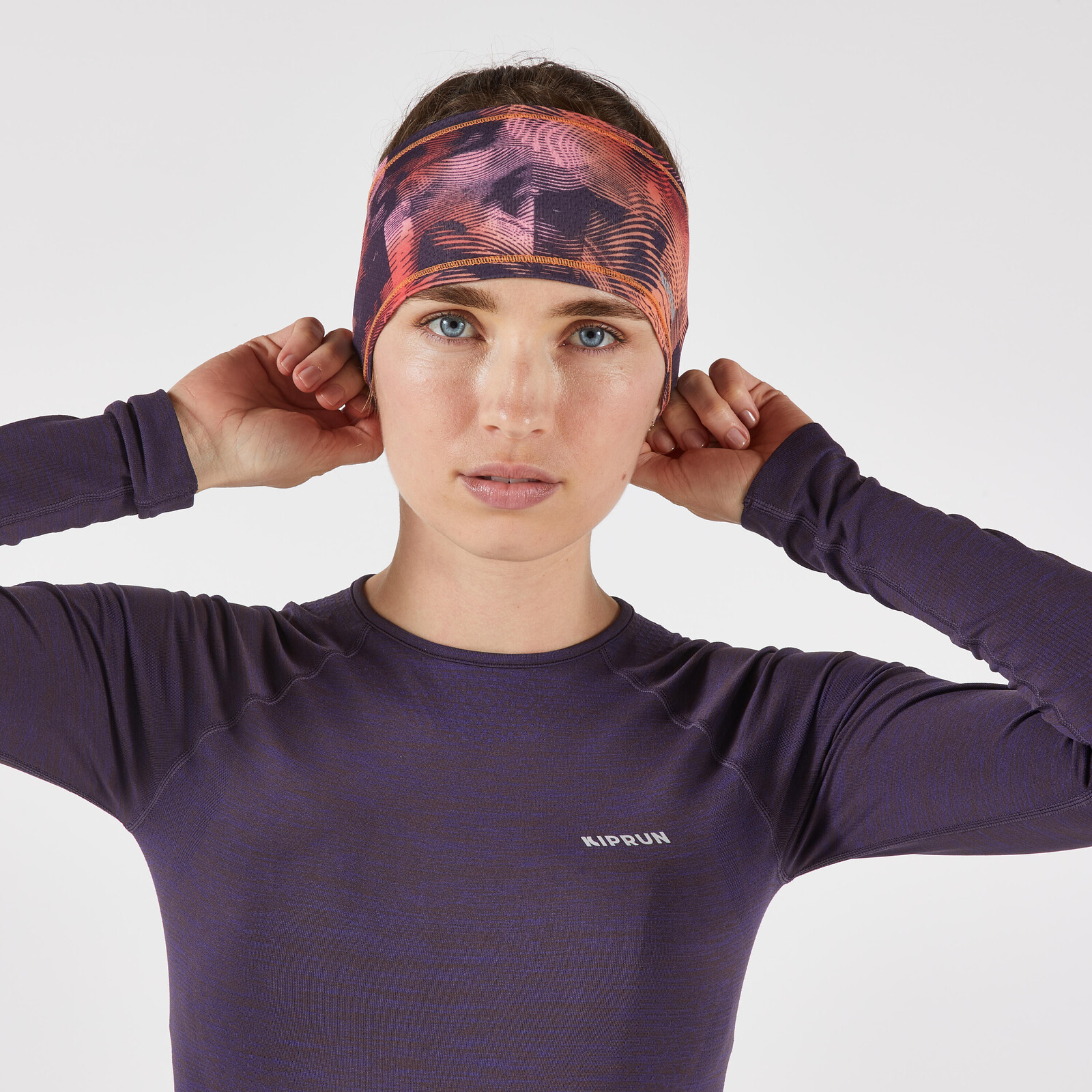 Bežecká čelenka Warm+ V2 hrejivá oranžovo-ružová