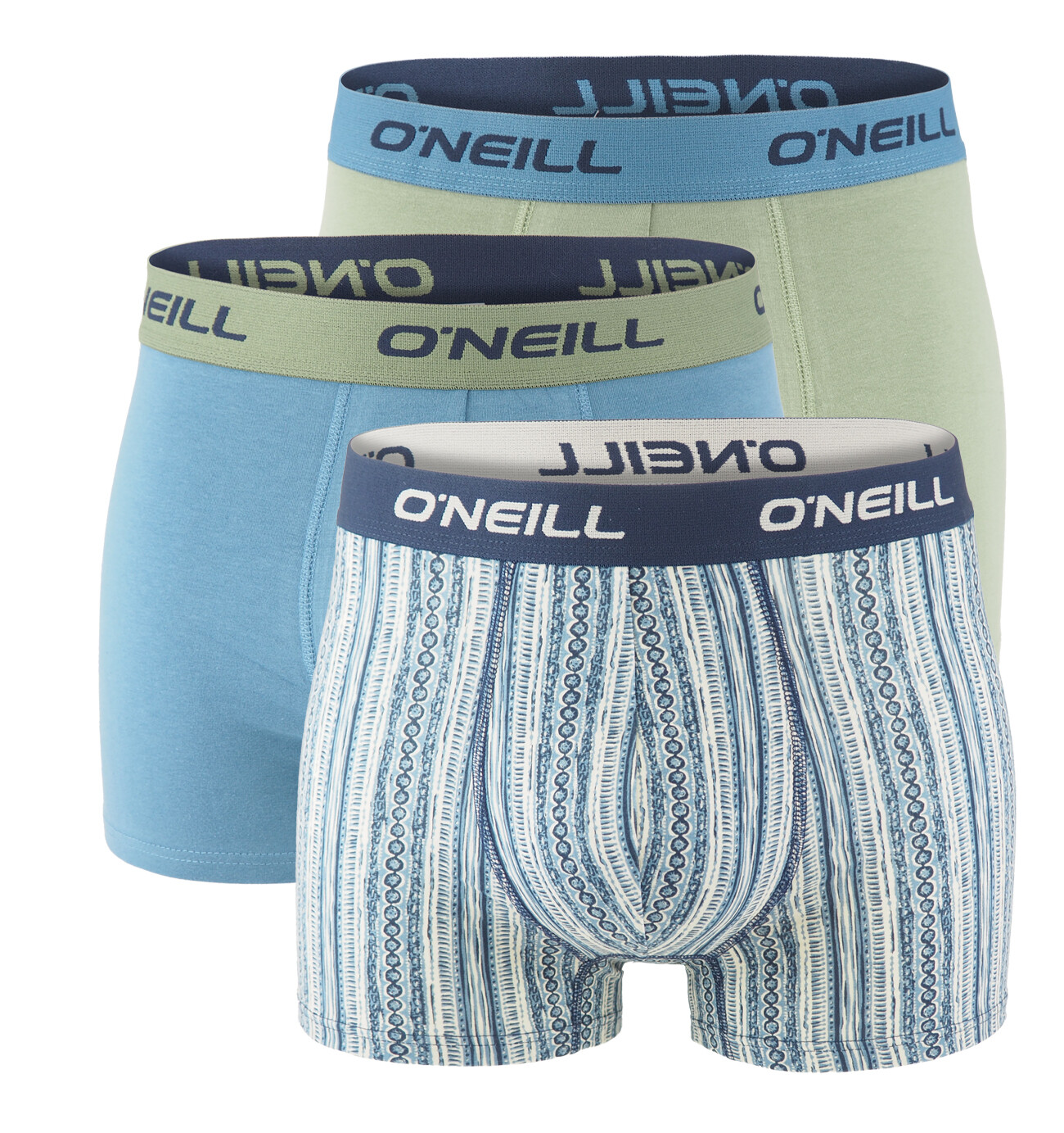 O'NEILL - boxerky 3PACK cotton stretch pressed lines & blue stone combo