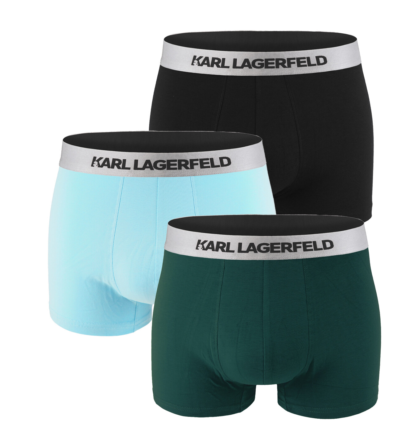 KARL LAGERFELD - boxerky 3PACK organic cotton dark sea color / metallic waist