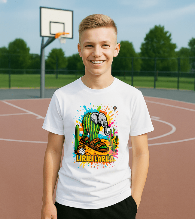 Lirili Larila 2 tričko biele - Italian Brainrot - 5XS (116)