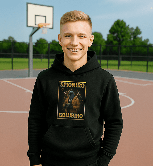 Spioniro Golubiro mikina čierna - Italian Brainrot - 5XS (116)