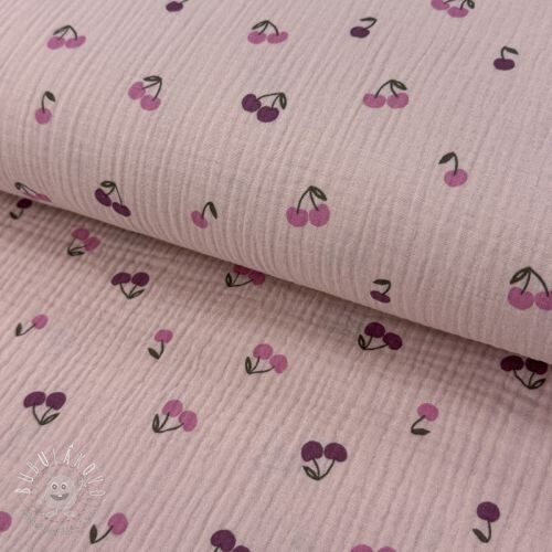 Dvojitá gázovina/mušelín Fruits cherry soft rose