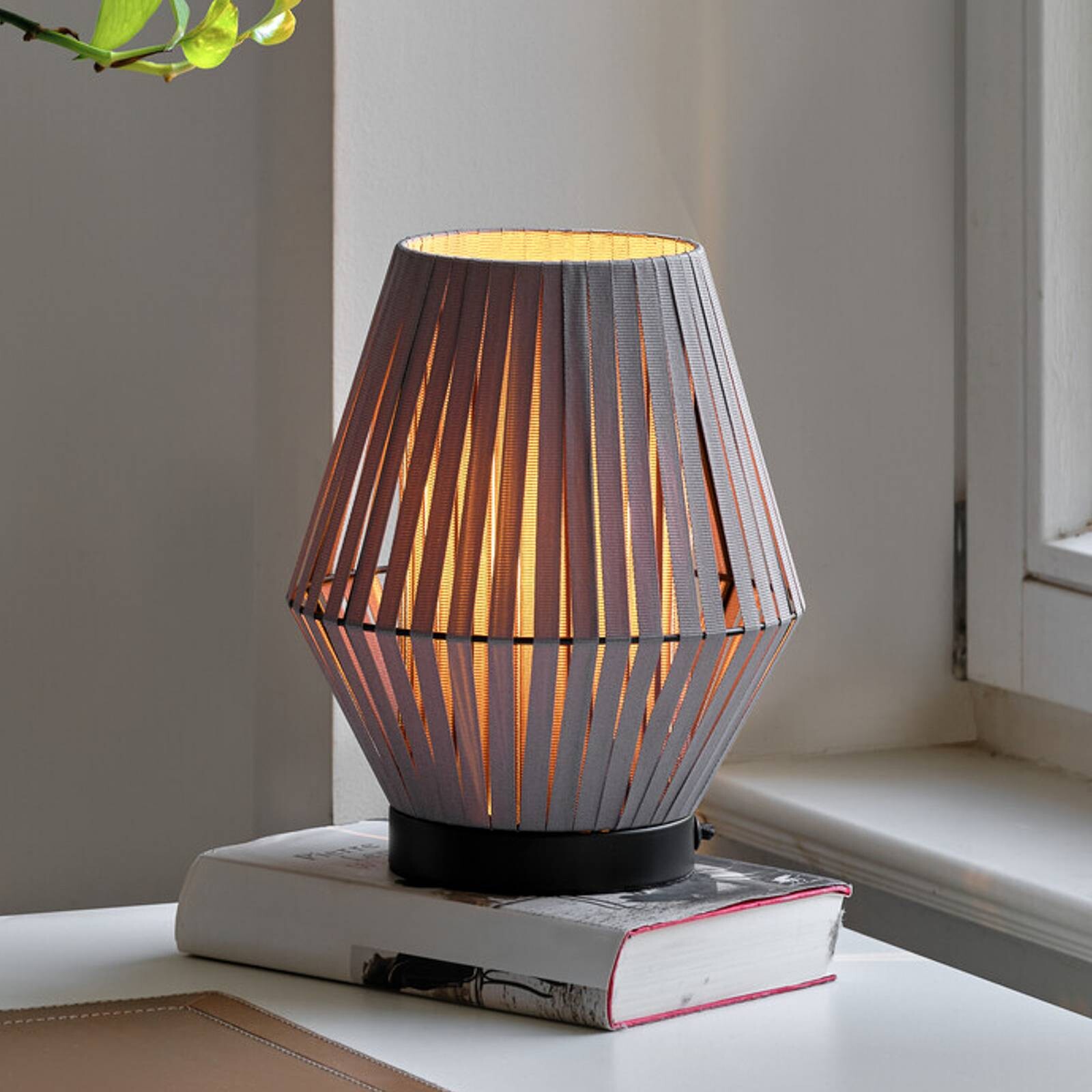 Stolová lampa OSRAM Decor Stripes, sivá, textil, E14