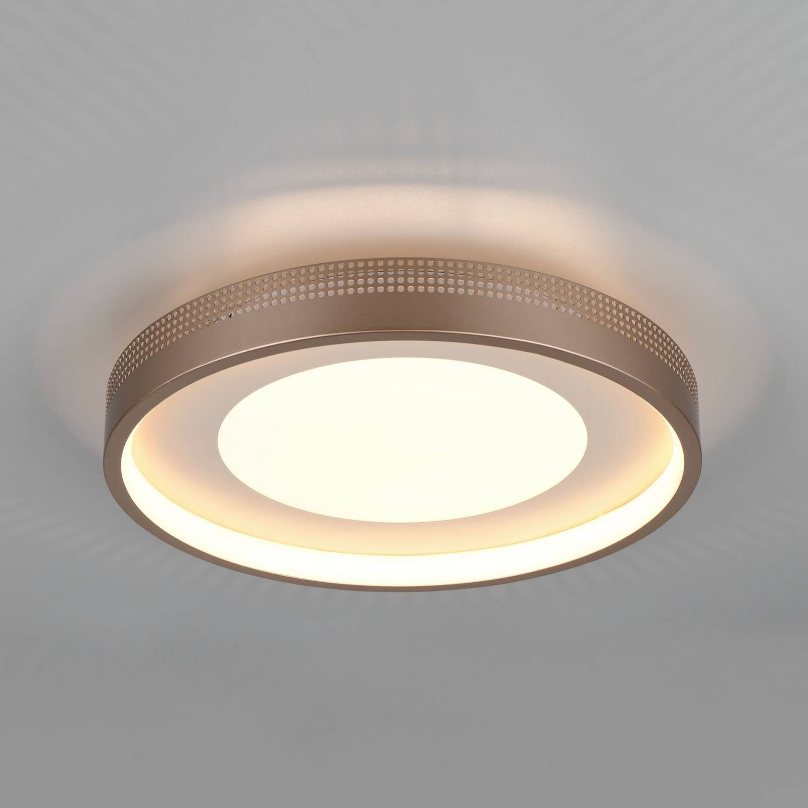 stropné LED svetlo Solea, hnedé, Ø 40 cm, plast
