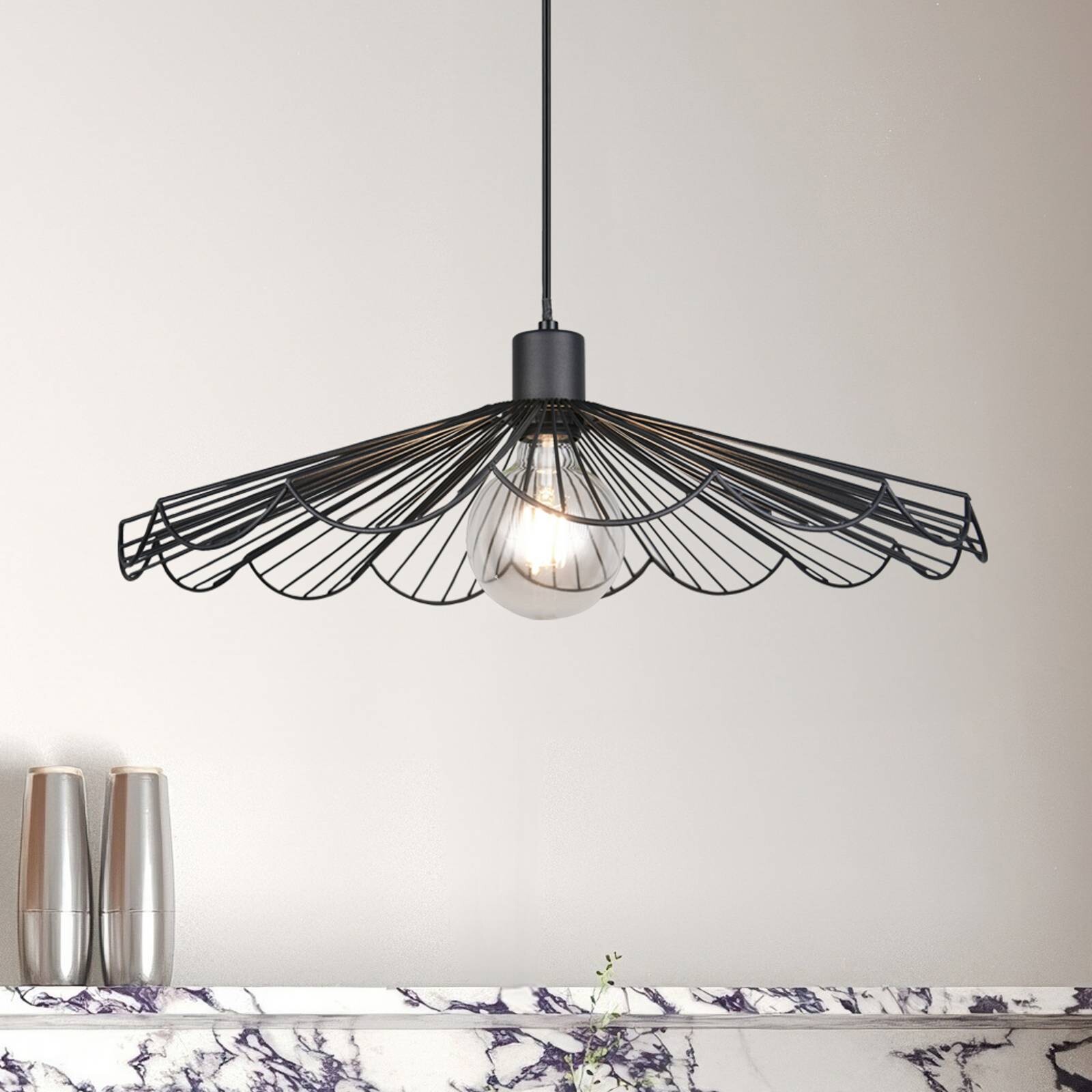 Závesné svietidlo Margarita, Ø 50 cm, čierne, E27, kov