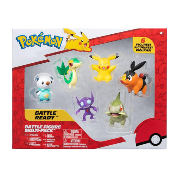 Orbico Pokémon akčné figúrky 6-Pack (Pikachu, Tepig, Oshawott, Sableye, Axew a Sniyv)