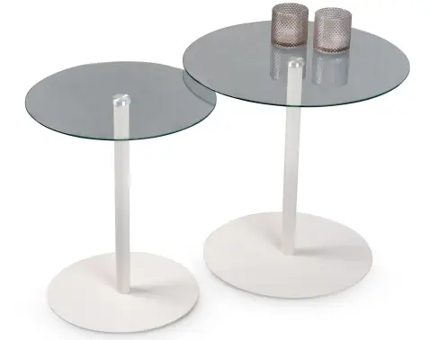 Sada 2 stolíkov Lia, biela/sklo%