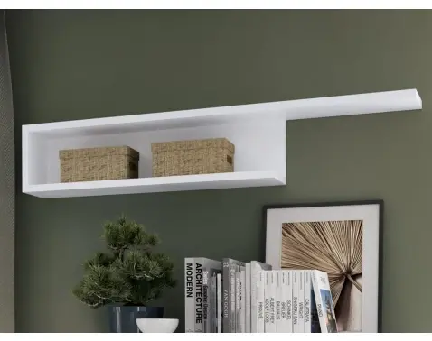 Nástenná polica s priehradkou Lyon 140 cm, biela/biela lesk%