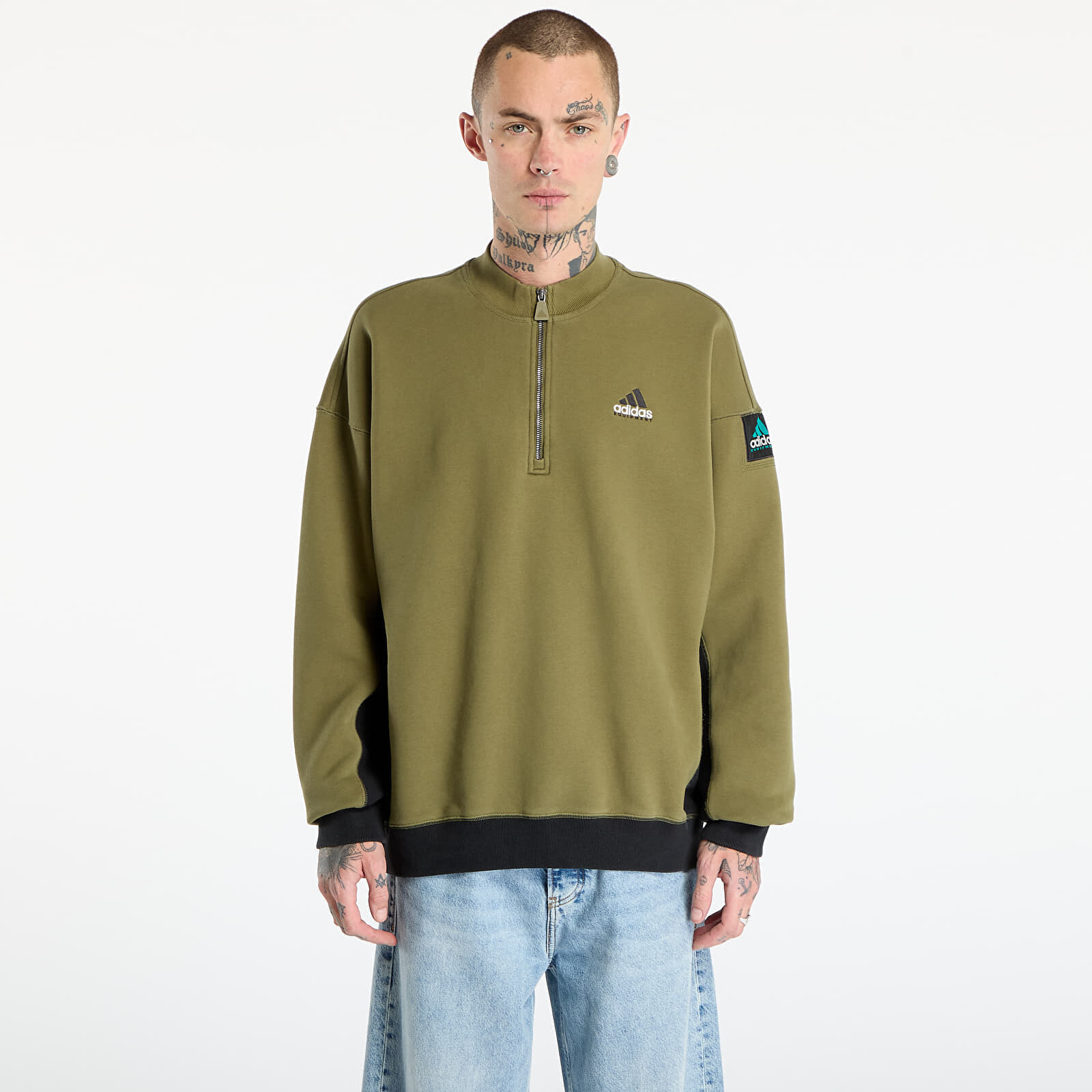 Mikina adidas Equipment Blocked Half-Zip Focus Olive XXL