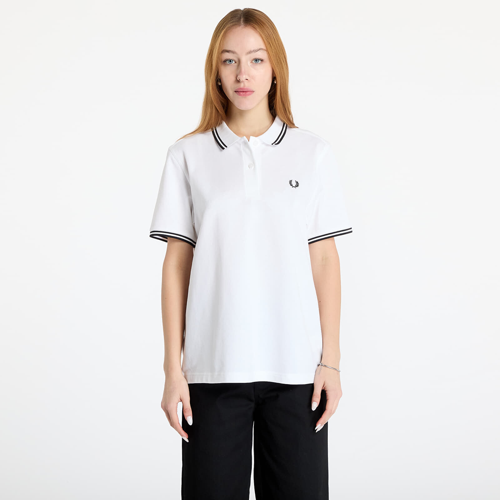 Tričko FRED PERRY Twin Tipped Polo Shirt White 34