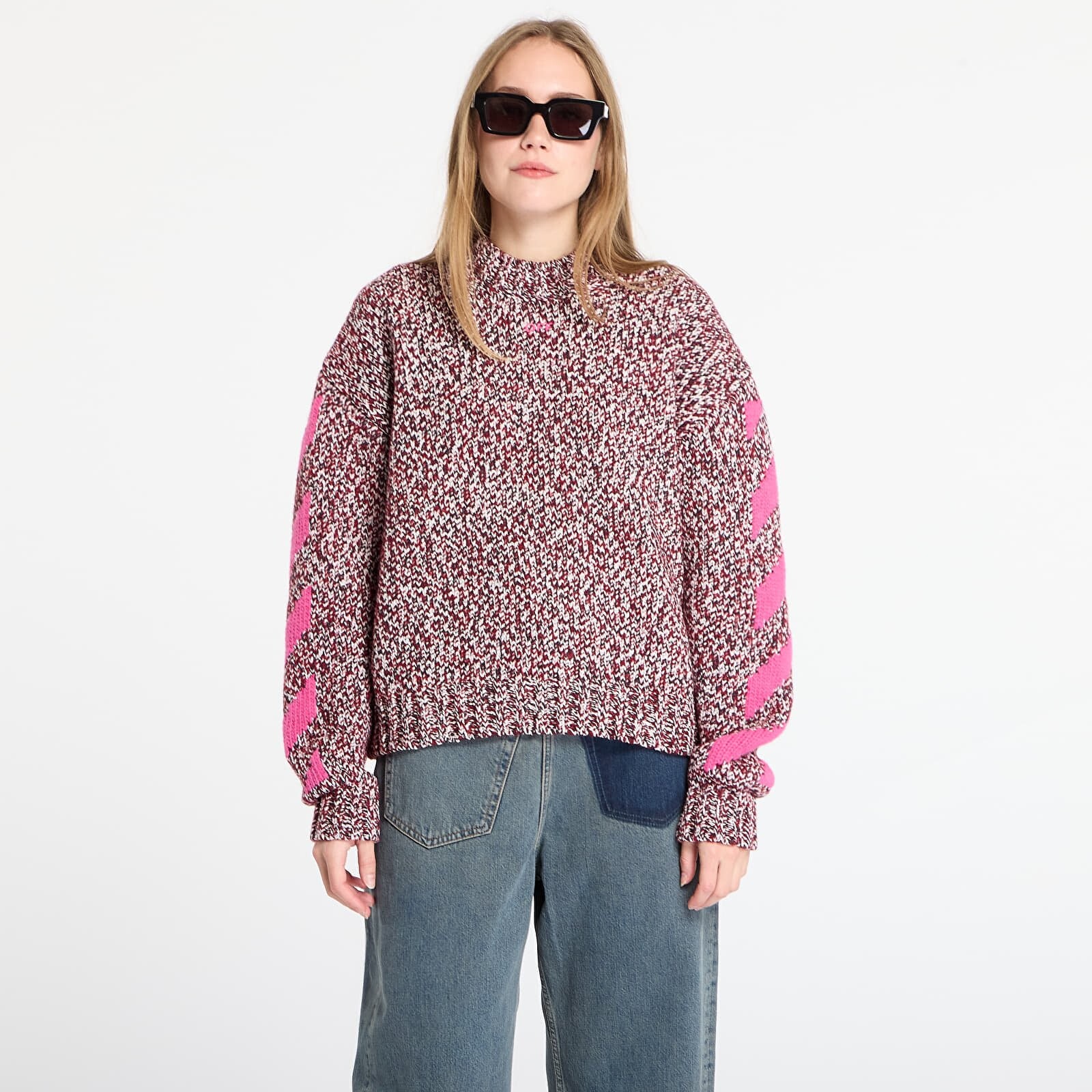 Sveter Off-White Mouline Arrow Knit Crewneck Red Dahlia S