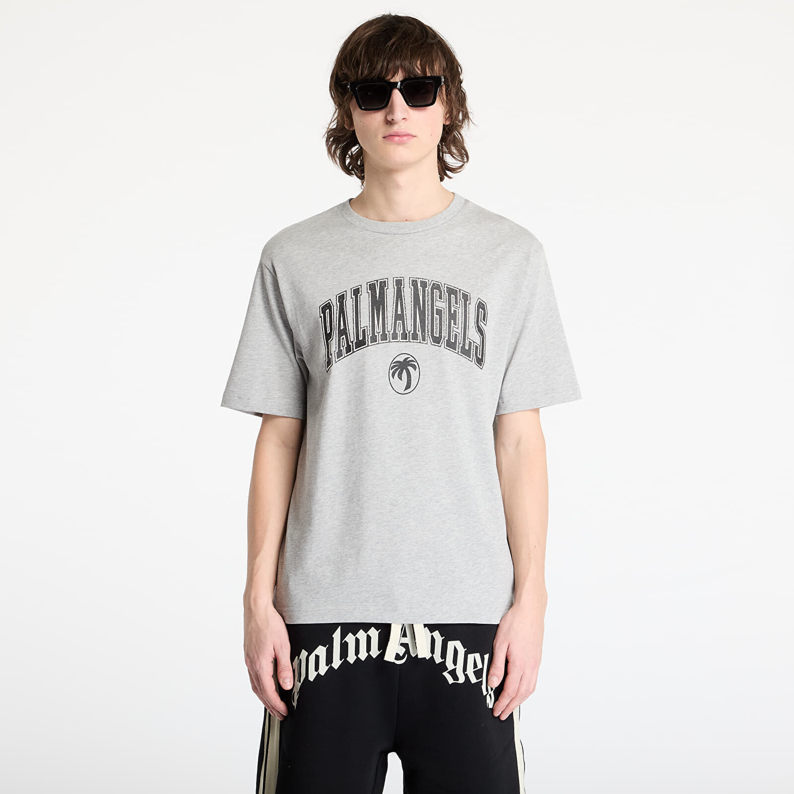 Tričko Palm Angels College Palm Slim Tee Grey Melange/ Black XL