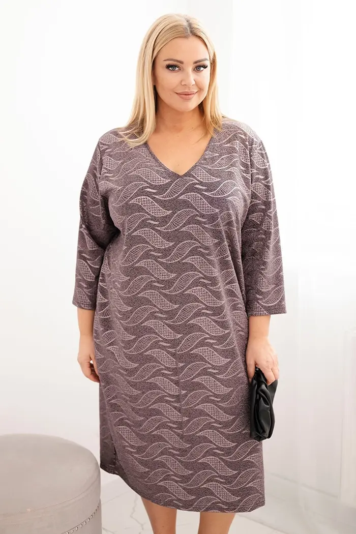 Kesi Dámska šaty z žoržetu Plus Size s dekoltom V fango