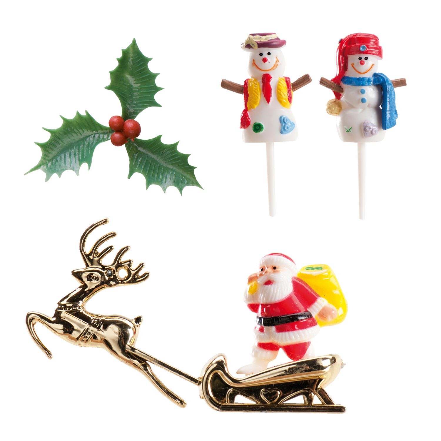 Dekora Vianočný set dekorácií na tortu – Santa Claus a snehuliaci