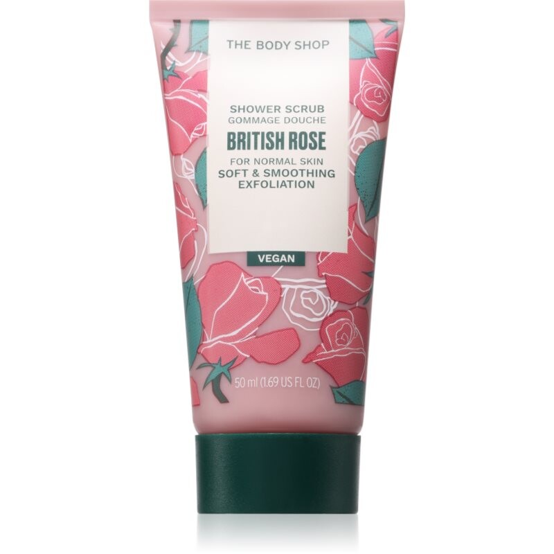 The Body Shop British Rose Shower Scrub jemný telový peeling s vôňou ruží 50 ml