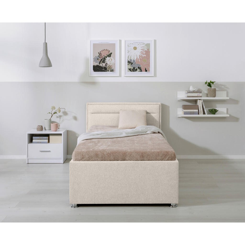 MID.YOU ČALÚNENÁ POSTEĽ, 90/200 cm, prírodná farba