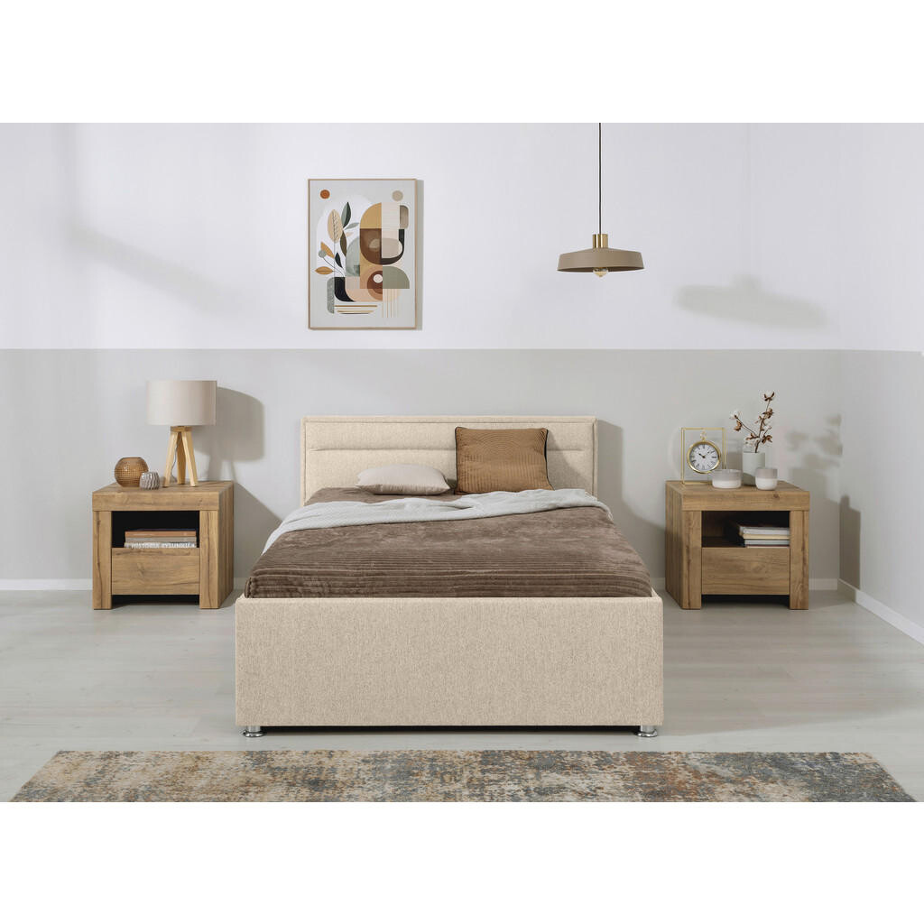 MID.YOU ČALÚNENÁ POSTEĽ, 120/200 cm, béžová