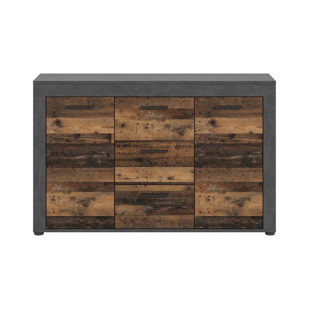 MID.YOU ŠIROKÁ KOMODA, antracitová, prírodná farba, 125/80/35 cm