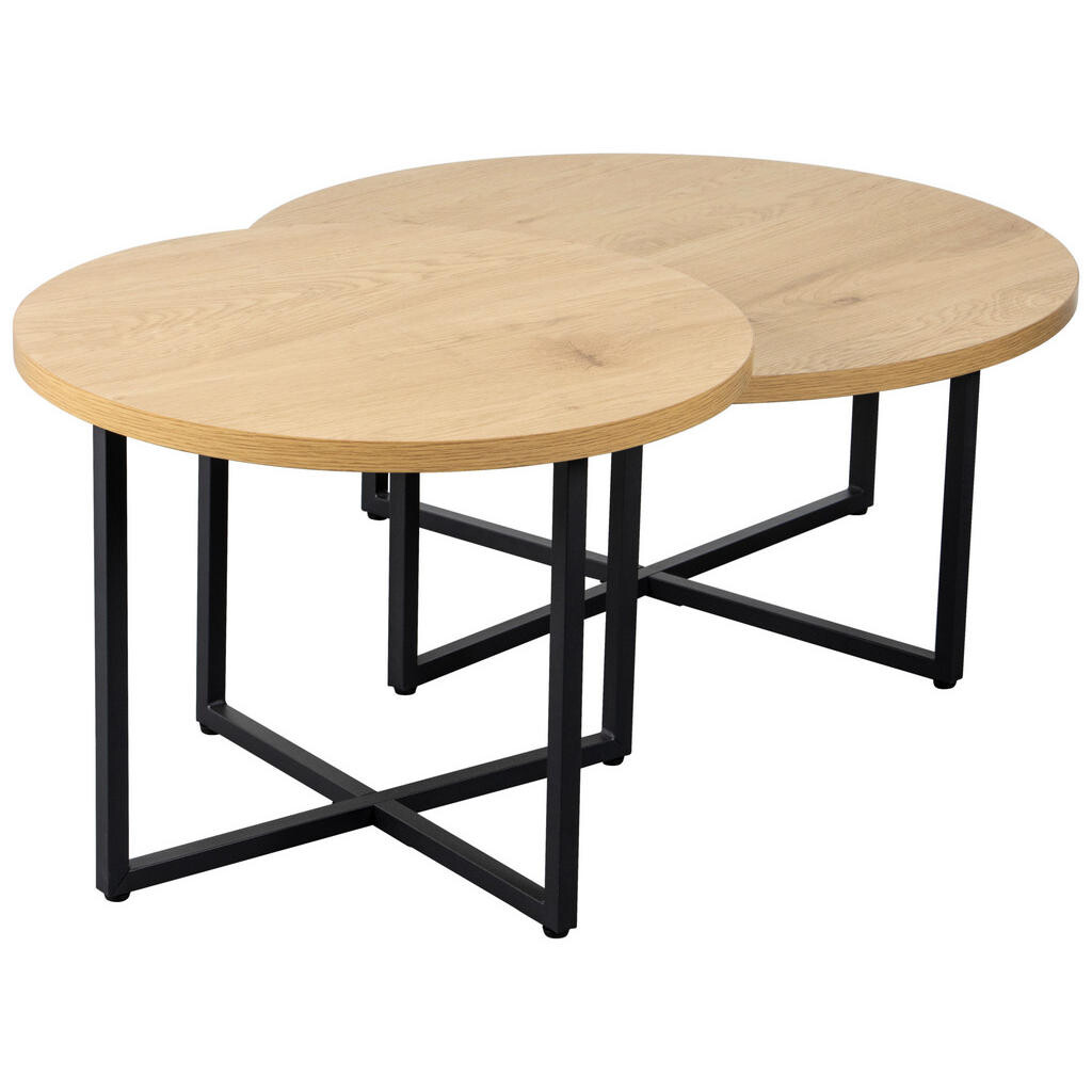 Boxxx SADA KONFERENČNÝCH STOLÍKOV, čierna, farba duba, kov, kompozitné drevo, 60-80/60-80/35-45 cm