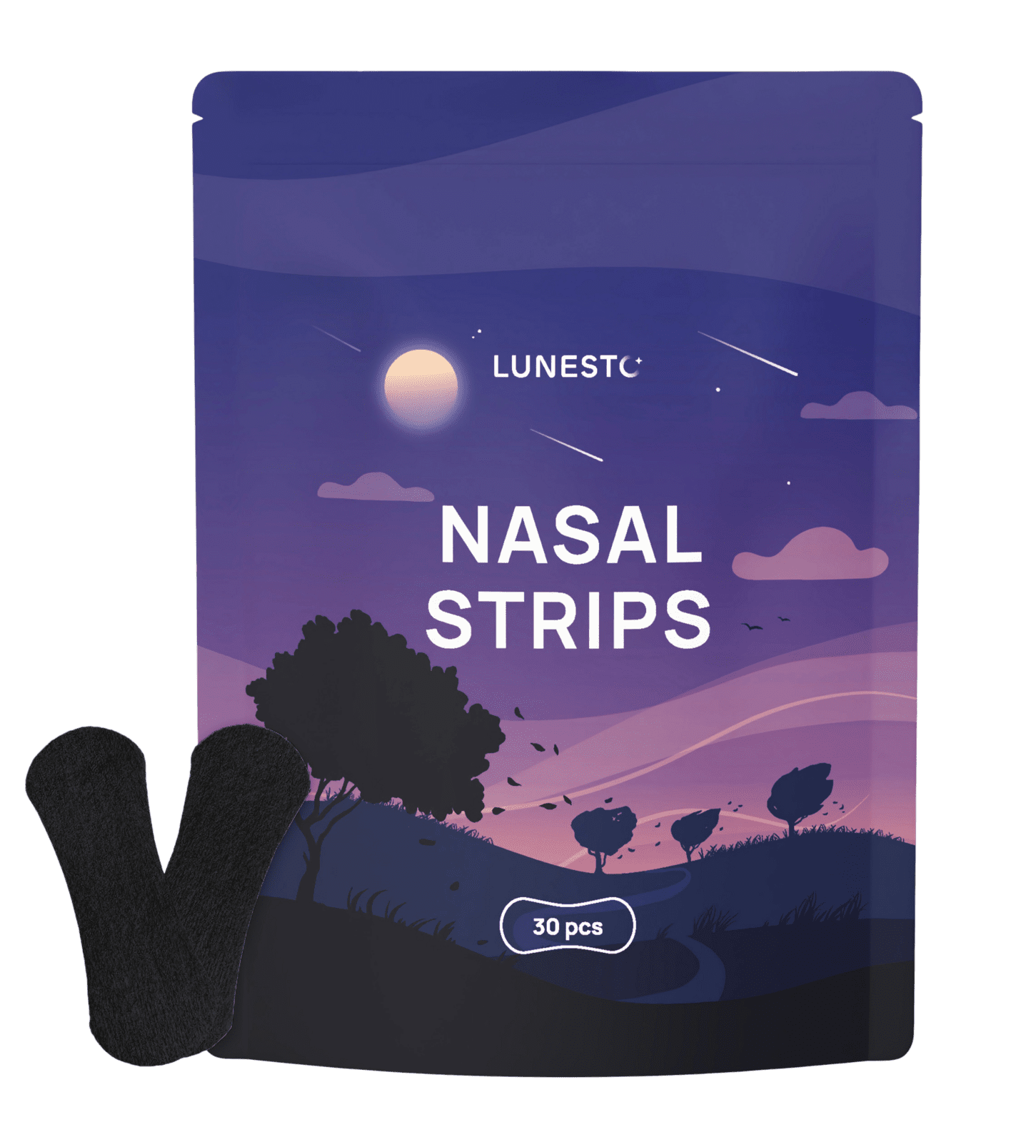 LUNESTO Nasal Strips - pásky na nos, čierna 30 ks