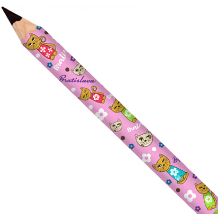 Ceruzka klasická Bratislava s mačkami - ružová