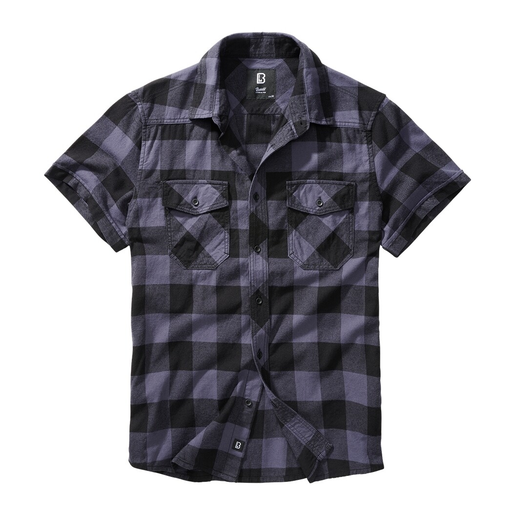 Košele Brandit Checkshirt Halfsleeve - sivá-čierna, XL