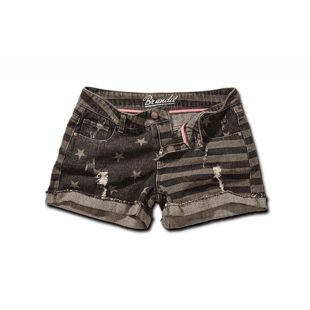 Kraťasy Brandit Denim Hotpants Stars&Stripes - sivé, 30