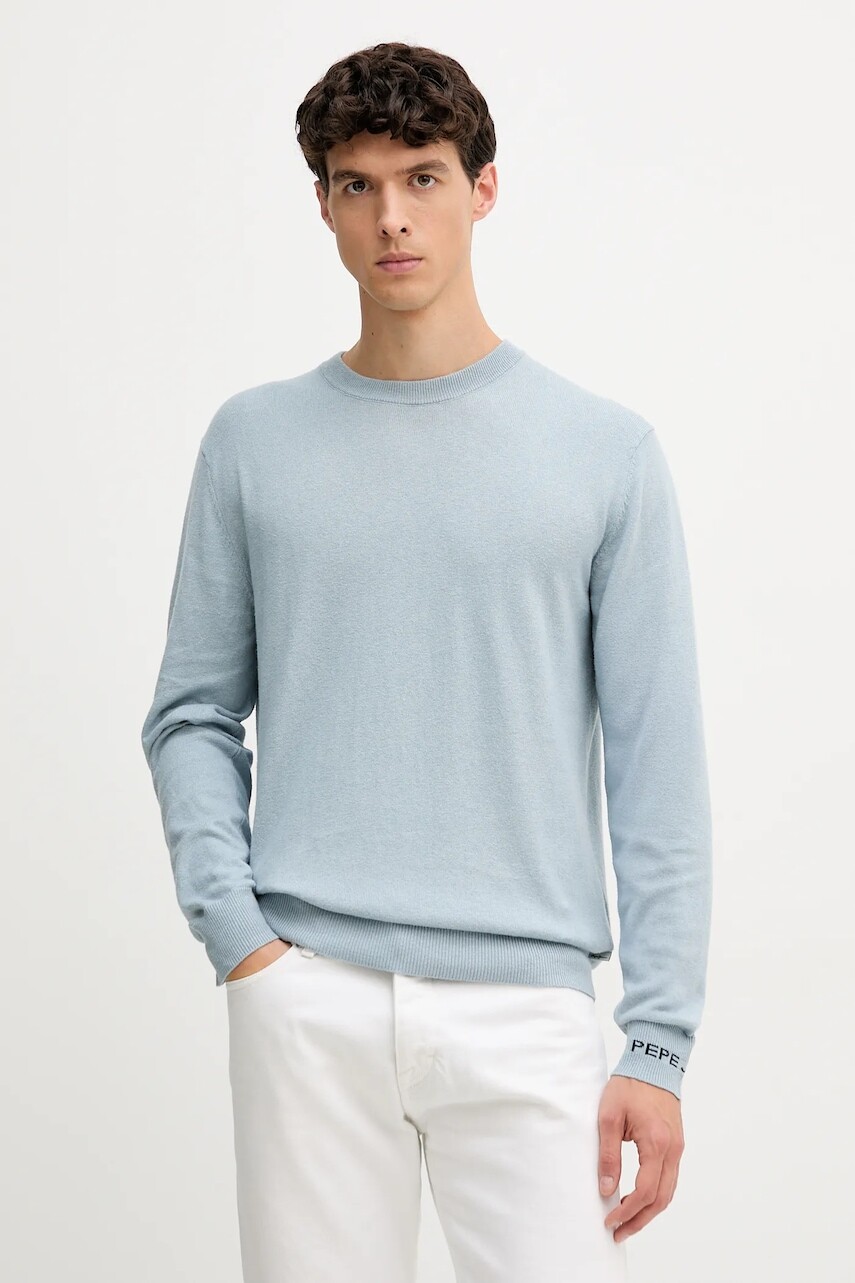 Sveter s prímesou vlny Pepe Jeans modrá farba, ľahké, PM7000013