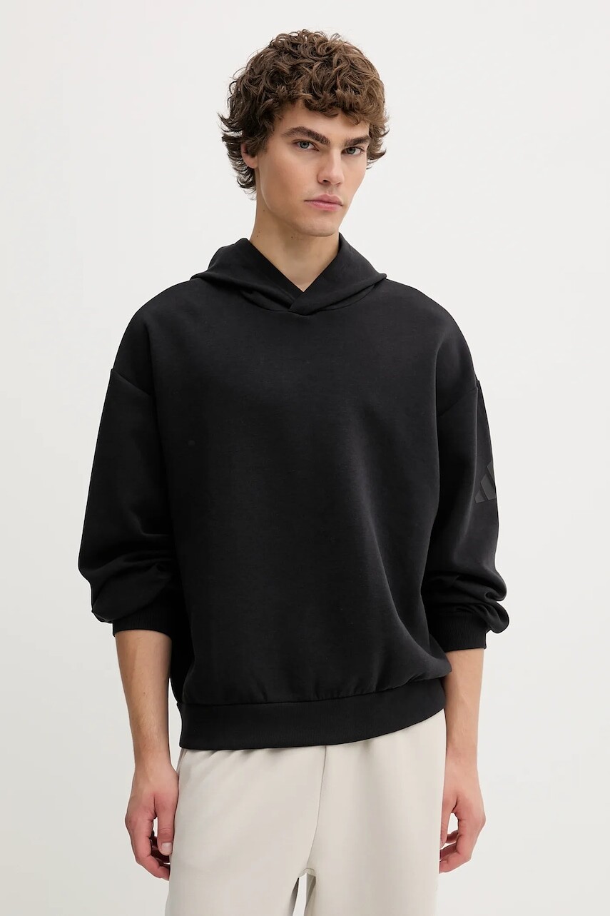 Mikina adidas Soft Lux čierna farba, s kapucňou, jednofarebná, KB8085