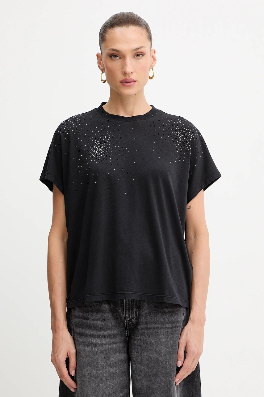 Bavlnené tričko BOSS Orange dámske, čierna farba, 50547797