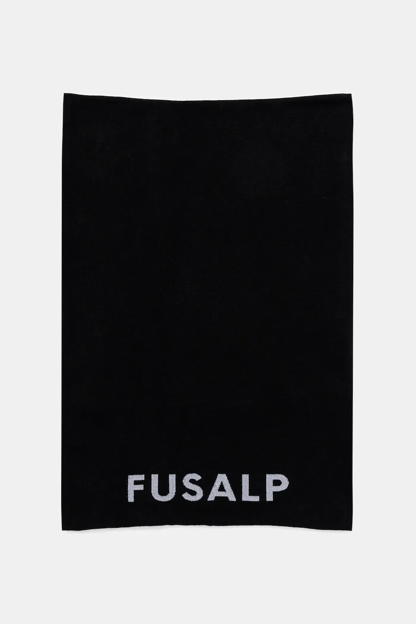 Šál komín s prímesou vlny Fusalp Ruan II čierna farba, s nášivkou, E3717