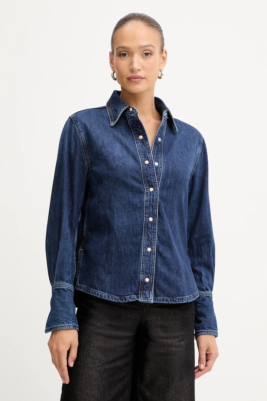 Rifľová košeľa BOSS Orange modrá farba, regular, s klasickým golierom, 50553905