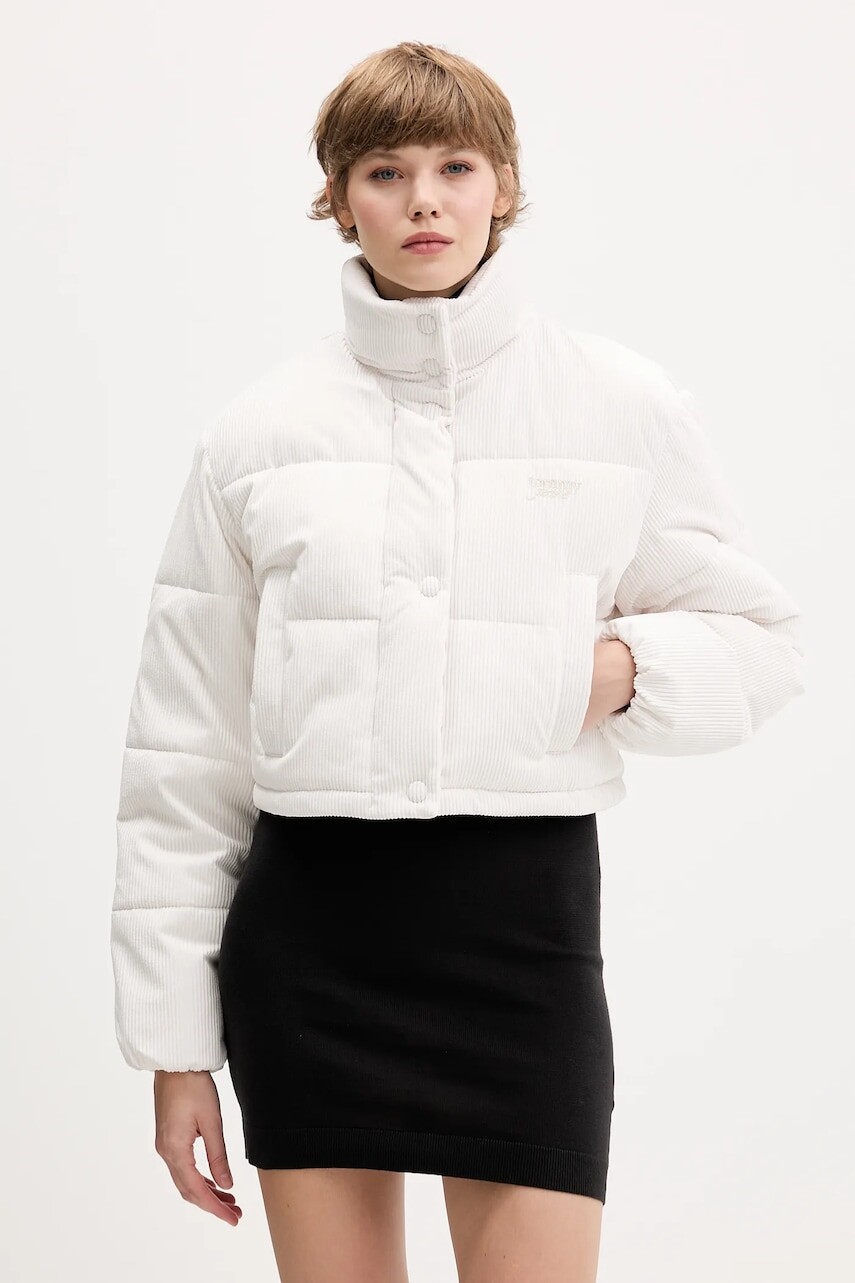 Bunda Tommy Jeans biela farba, zimná, oversize, DW0DW21658