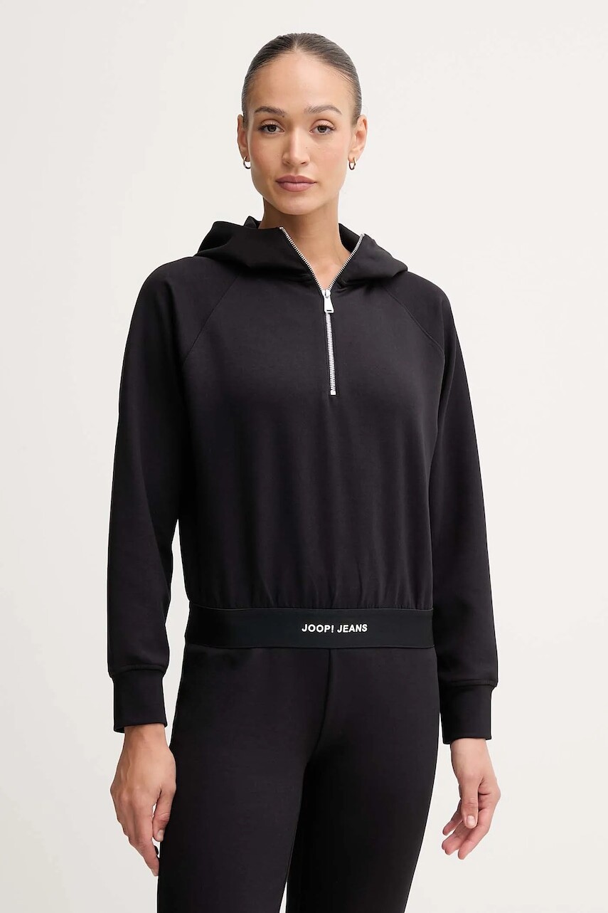 Mikina Joop! čierna farba, s kapucňou, jednofarebný, 30048512