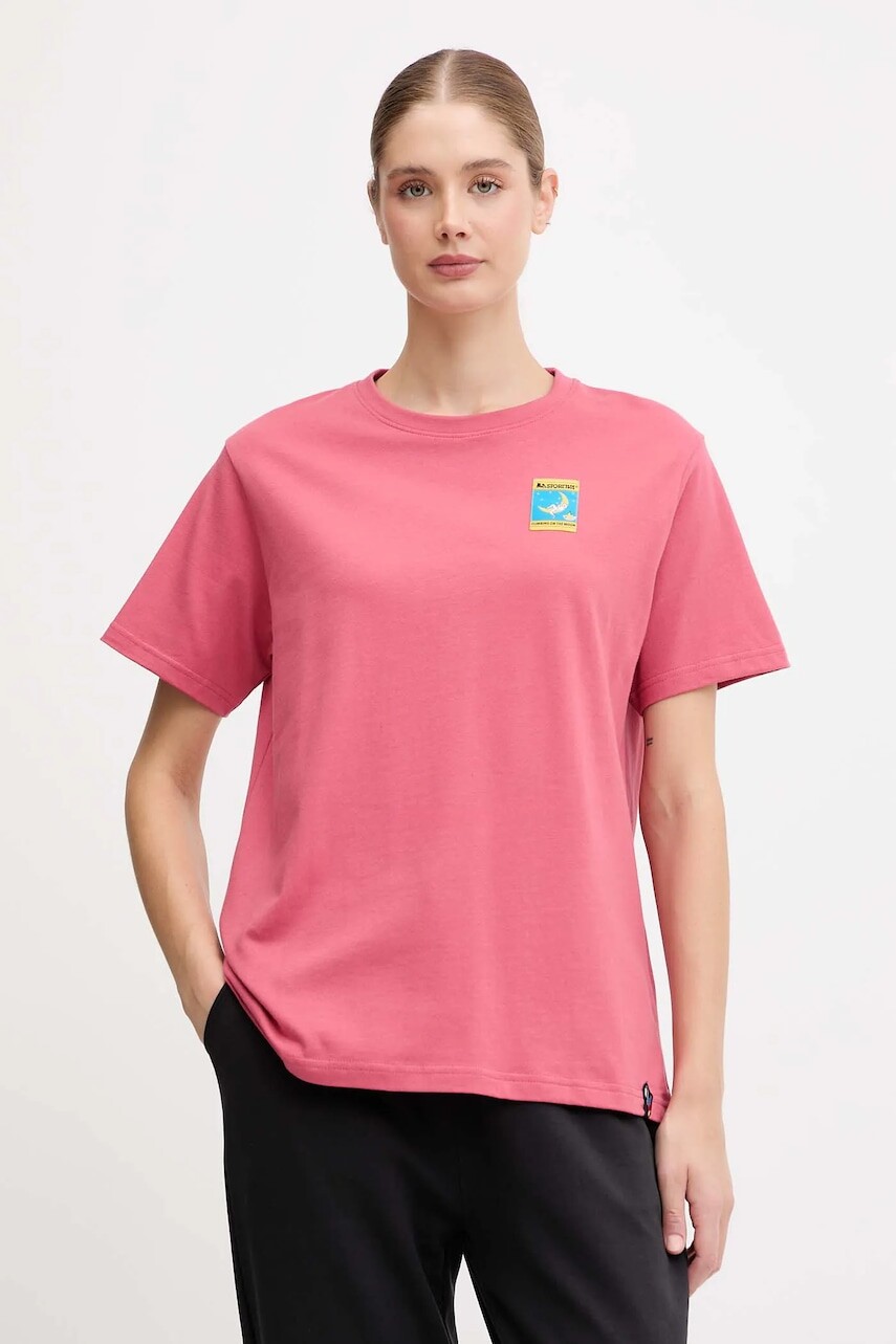 Bavlnené tričko LA Sportiva Moon Climb dámske, ružová farba, ZACT194