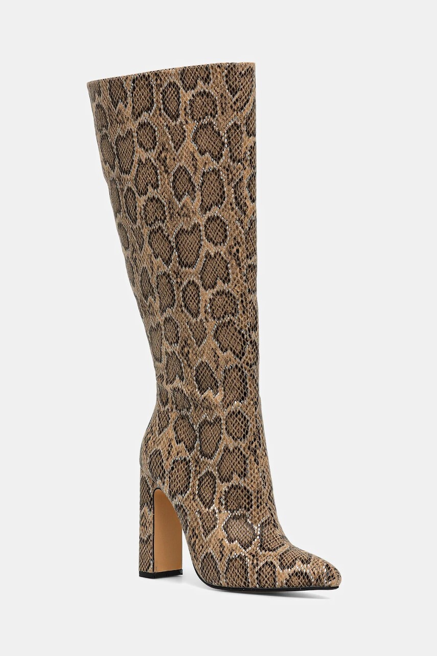 Vysoké čižmy Buffalo July Boot Hi béžová farba, na podpätku, 1292056-SNA