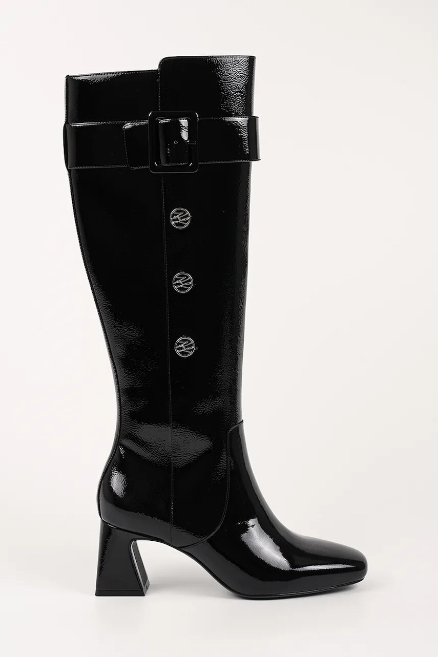 Vysoké čižmy Karl Lagerfeld BEATA čierna farba, na podpätku, KL31475A