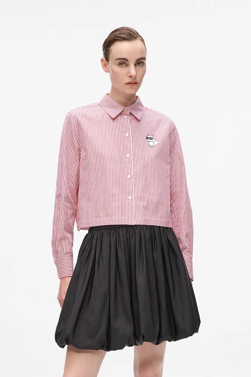 Bavlnená košeľa Karl Lagerfeld IKON červená farba, regular, s klasickým golierom, A4W11032