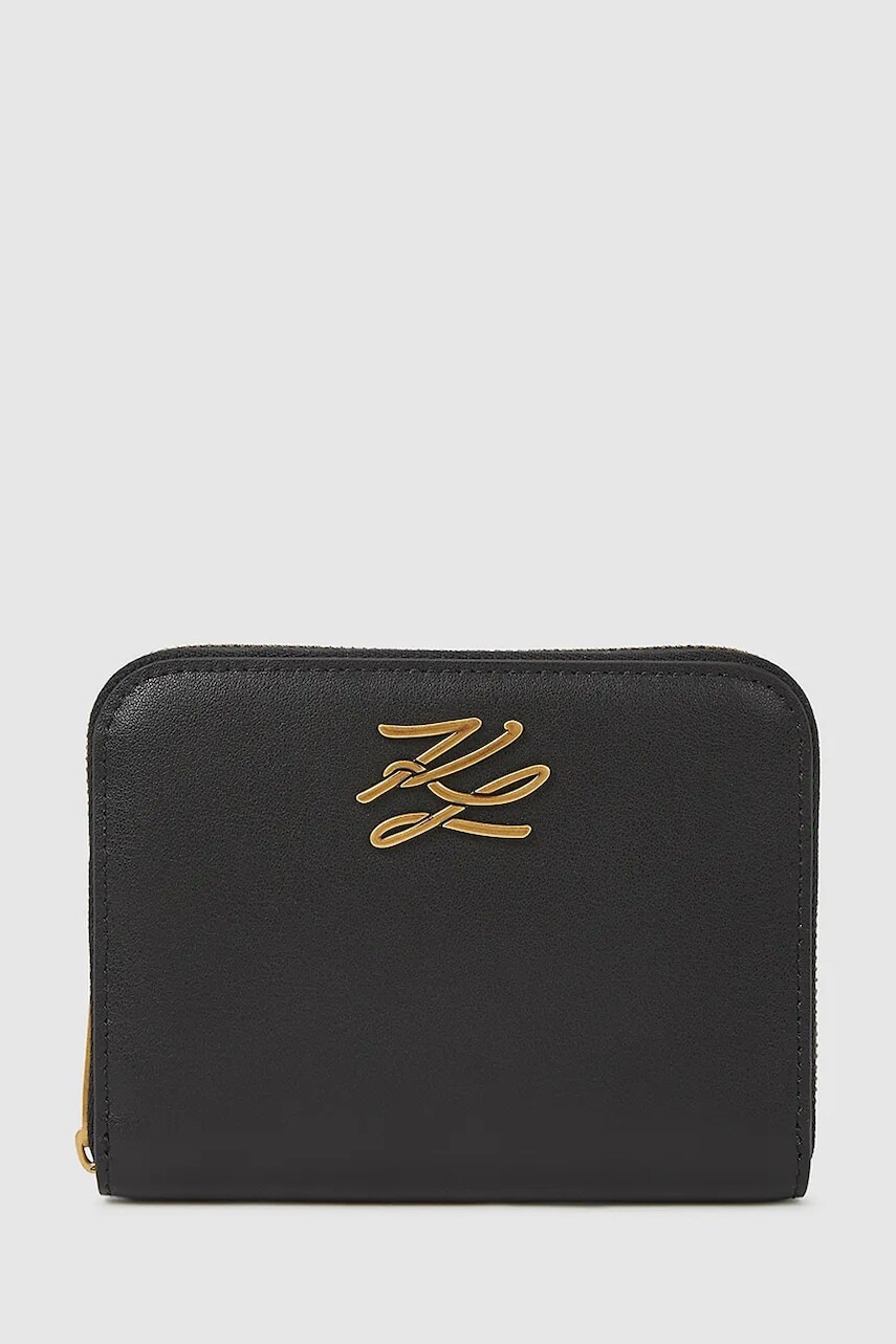Kožená peňaženka Karl Lagerfeld K/AUTOGRAPH čierna farba, A4W32036