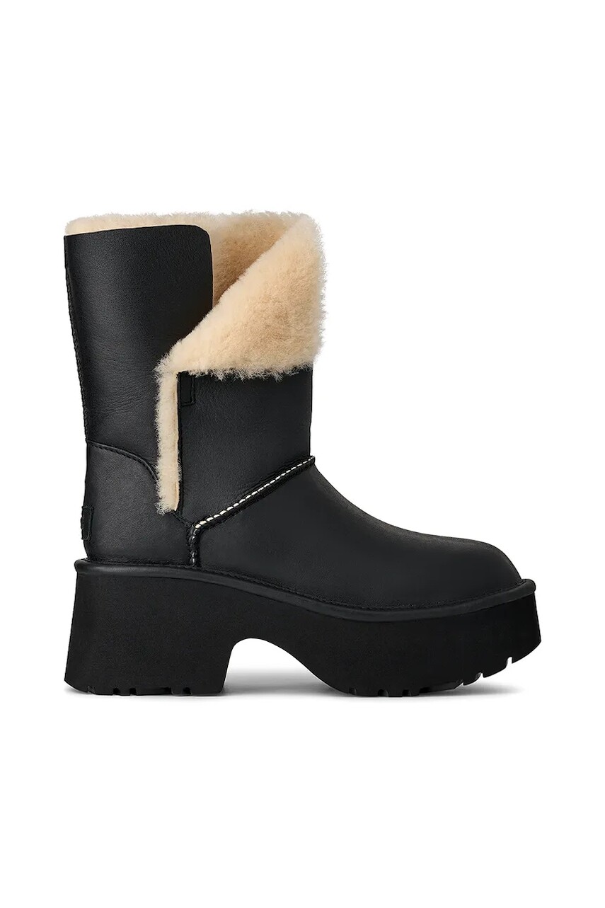 Kožené snehule UGG Esmee Leather Boot čierna farba, 1172590.BLK