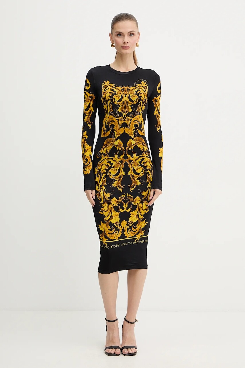 Šaty Versace Jeans Couture čierna farba, mini, priliehavé, 79HAO9P0 JS524