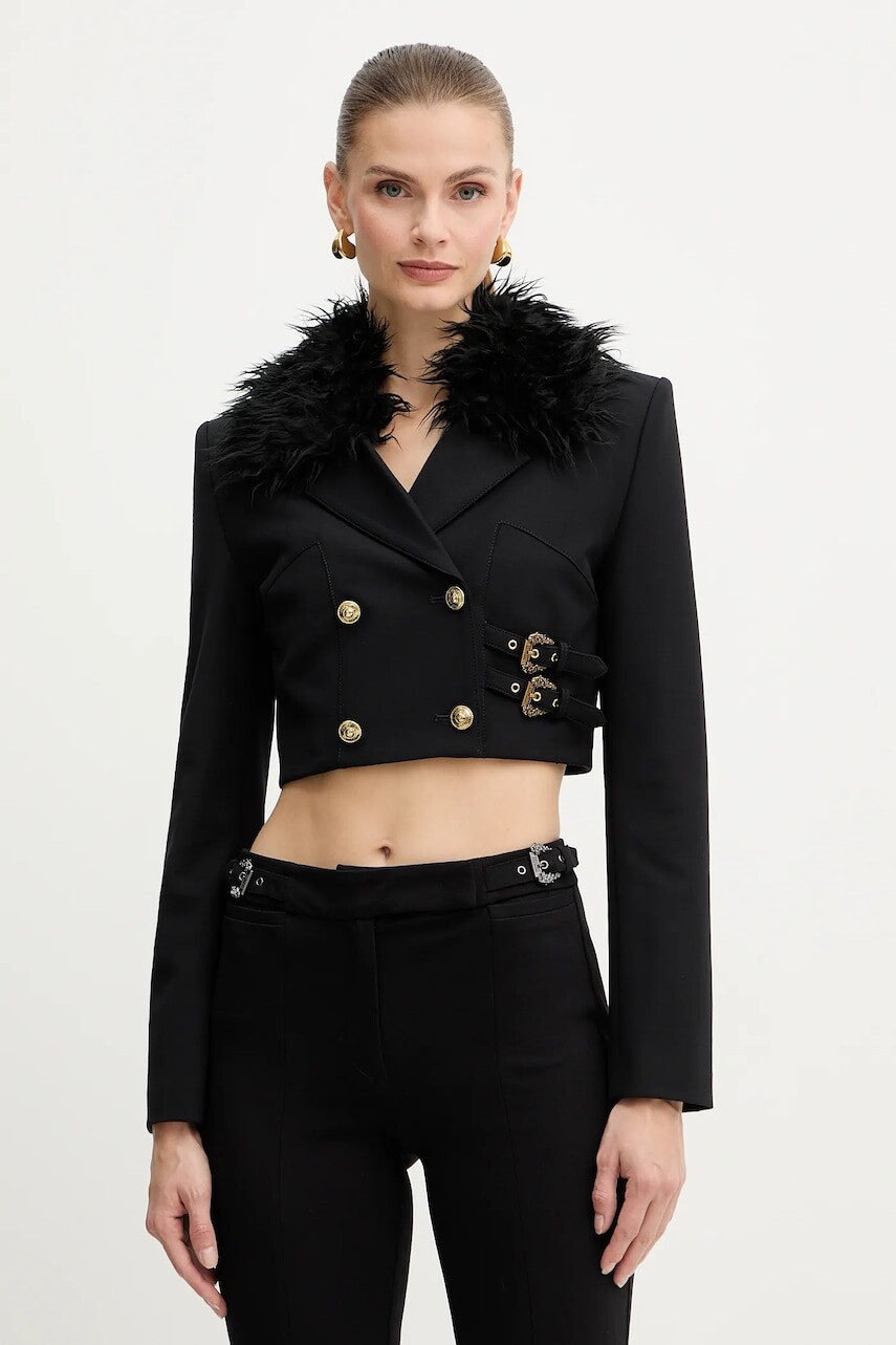 Sako Versace Jeans Couture čierna farba, dvojradové, jednofarebná, 79HAQ700 N0356