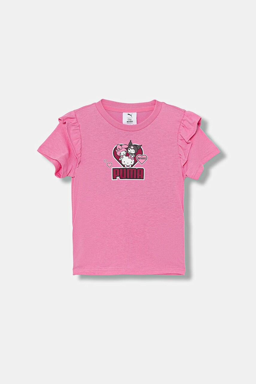 Detské bavlnené tričko Puma PUMA X HELLO KITTY & FRIENDS Ruffle Tee ružová farba, 632386