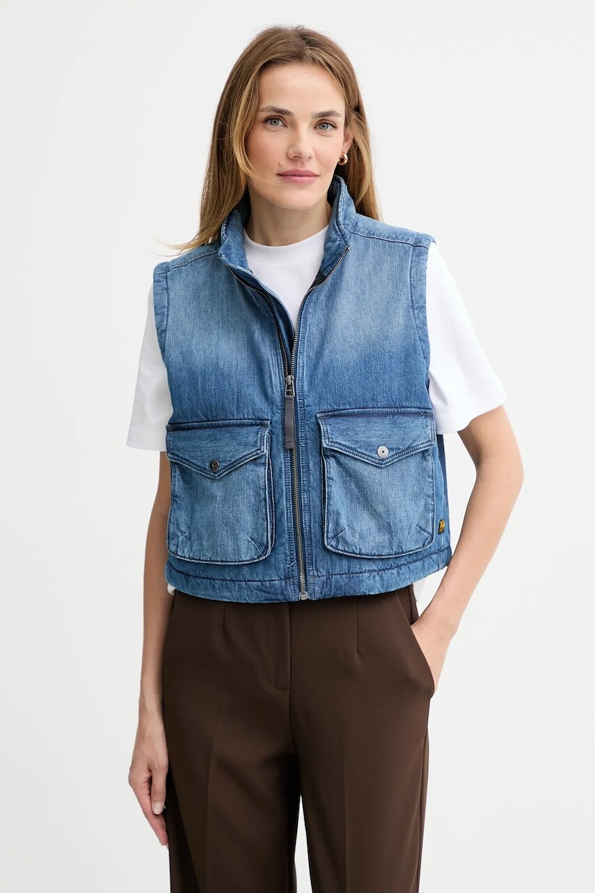 Rifľová vesta G-Star modrá farba, prechodná, D26944.E090