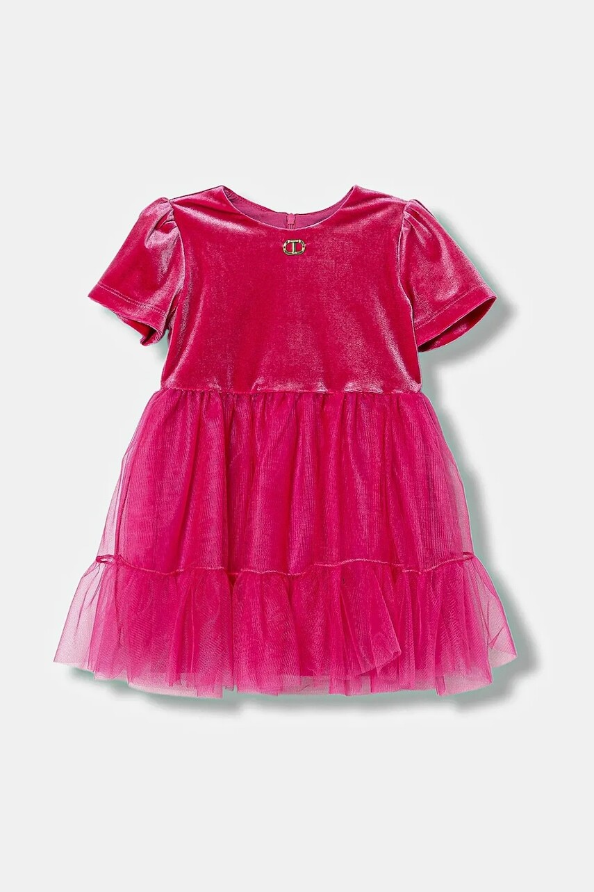 Dievčenské šaty Twinset ružová farba, mini, áčkový strih, 252GB2200