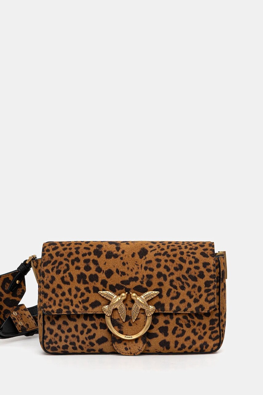 Semišová kabelka Pinko hnedá farba, 106244 A32A