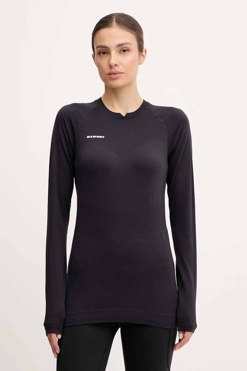 Funkčné tričko s dlhým rukávom s prímesou vlny Mammut Trift čierna farba, 1016.01080