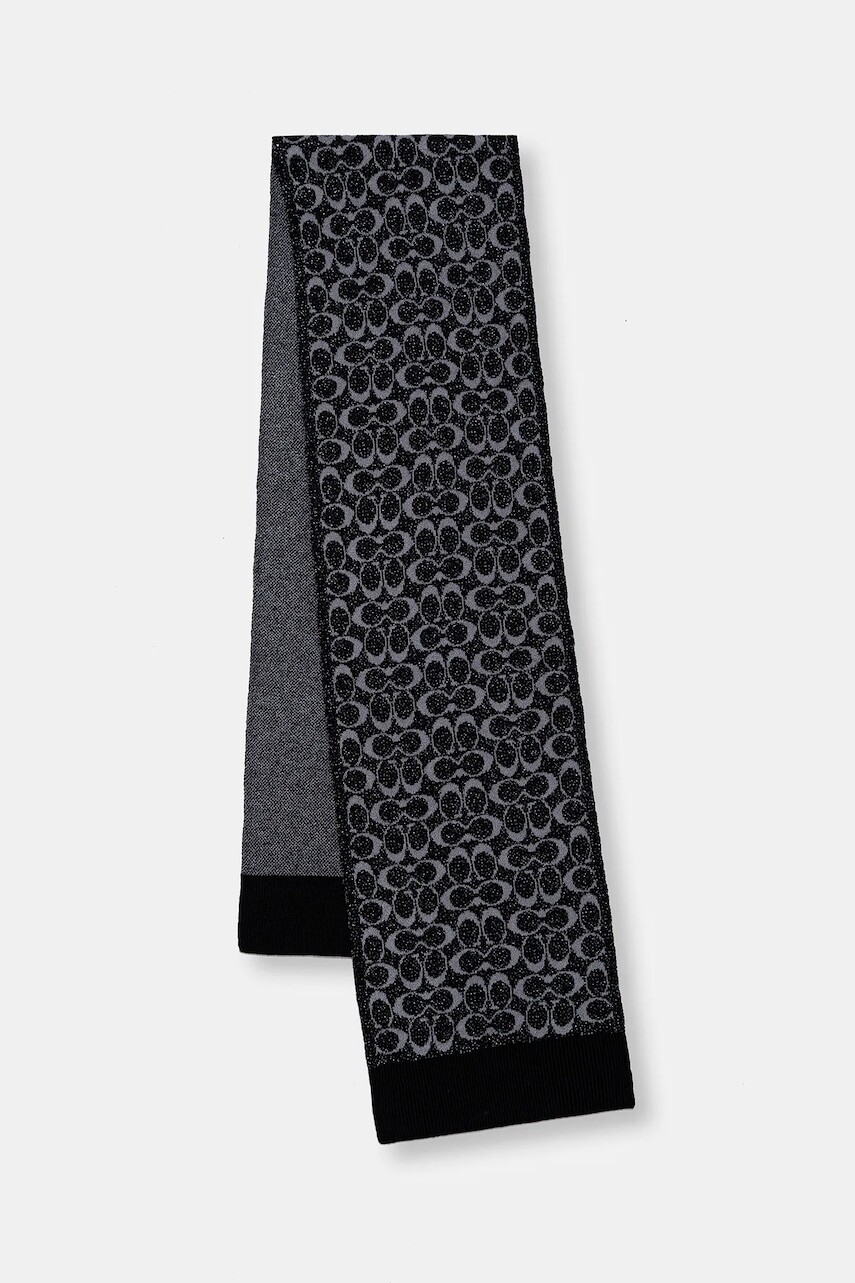 Šál s prímesou vlny Coach čierna farba, jednofarebný, 29COWC540468