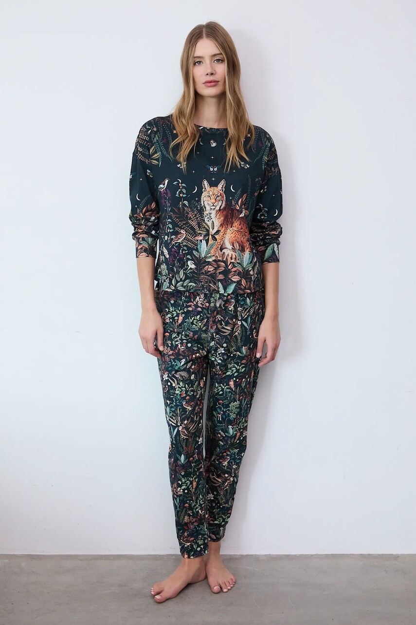 Bavlnené pyžamo Medicine zelená farba, bavlnené